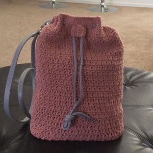 Hand Crocheted Crossbody Drawstring Bag